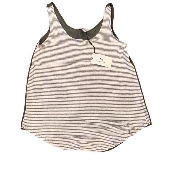 H by Halston Striped Tank Olive Green Size XS RUNS LARGE - Picture 1 of 14